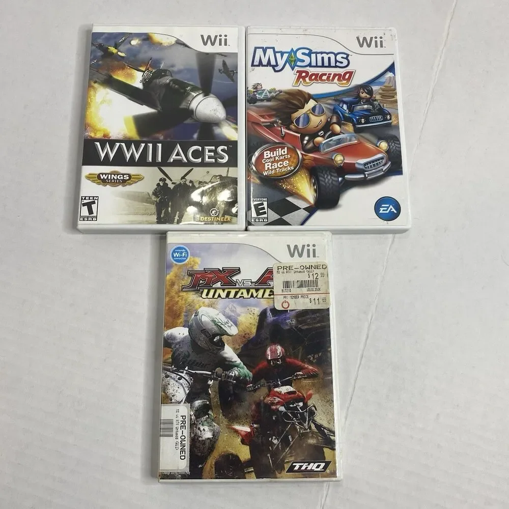 Wii WWII Aces, My Sims Racing, MX Vs ATV Untamed Games Lot Of 3 Tested